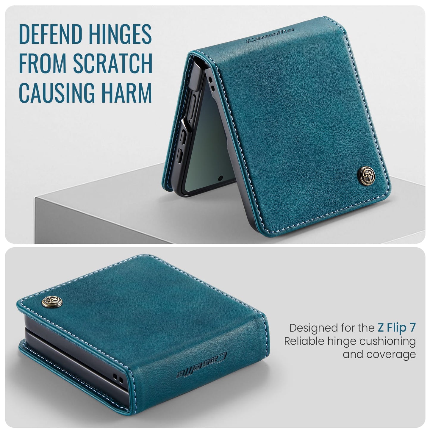 Galaxy Z Flip 7 Pu Leather Case [Teal]