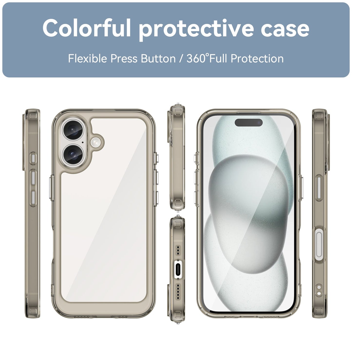 Iphone 16 Soft Gel Case [Clear Grey]