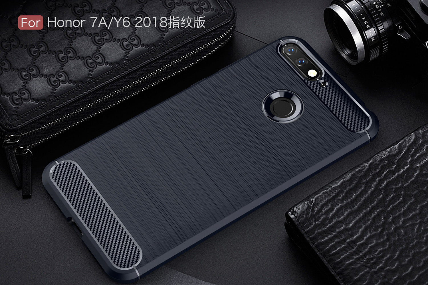 Huawei Y6 2018 Carbon Fibre Case Navy