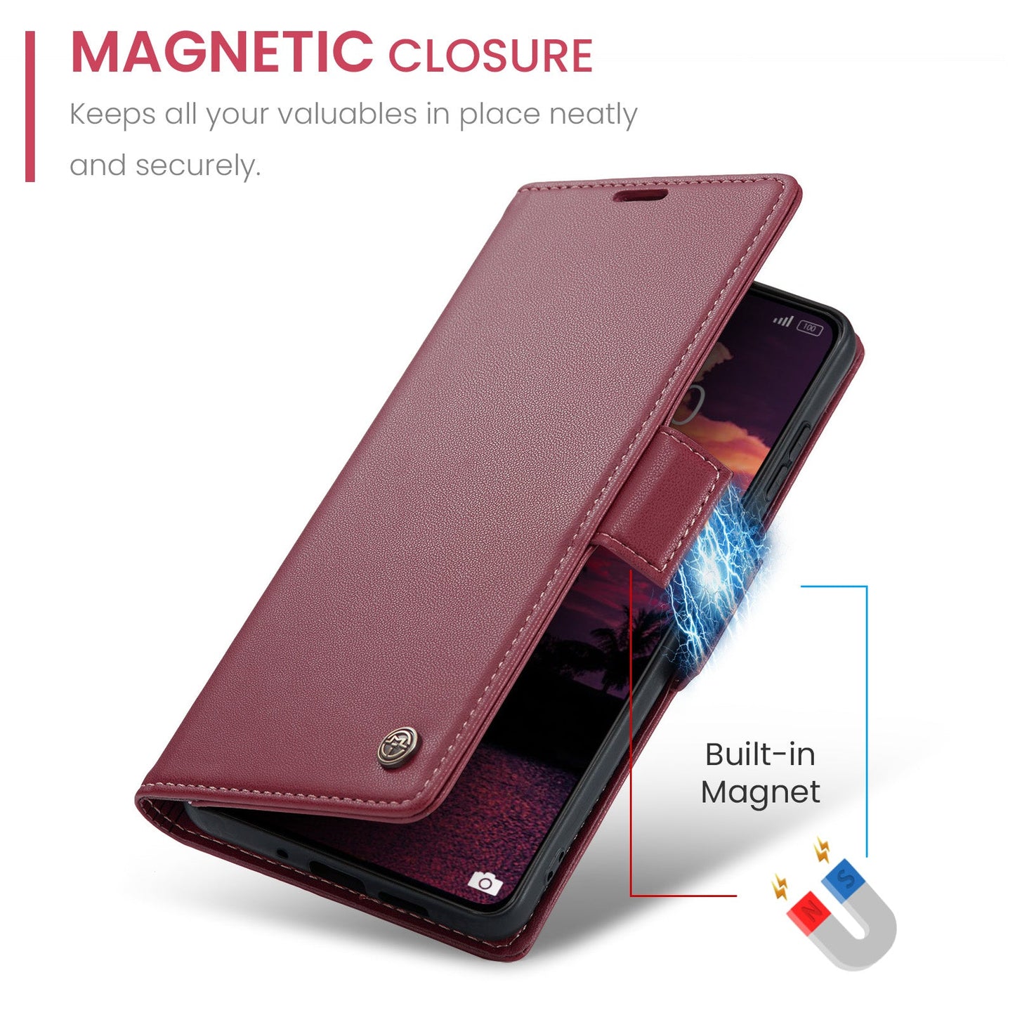 Xiaomi Poco X7 Pro Pu Wallet Case [Maroon]