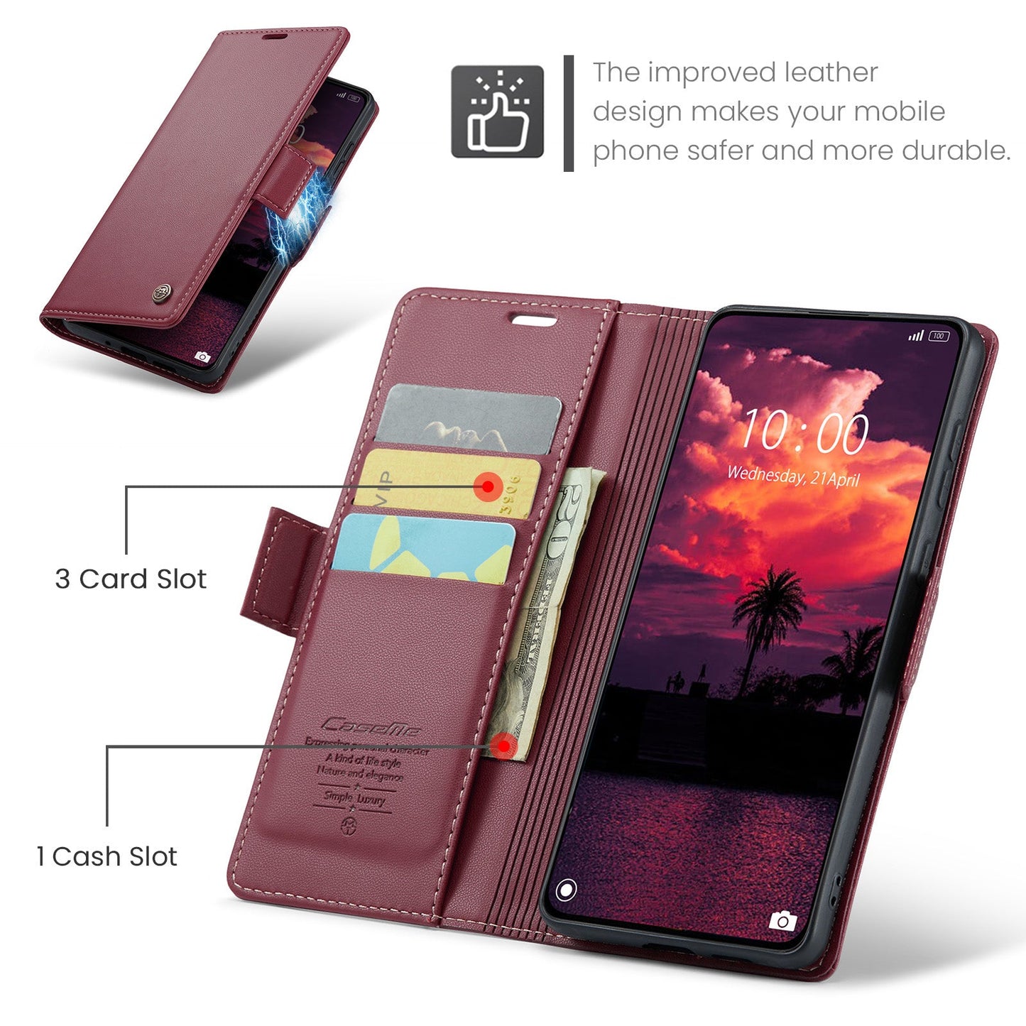 Xiaomi Poco X7 Pro Pu Wallet Case [Maroon]