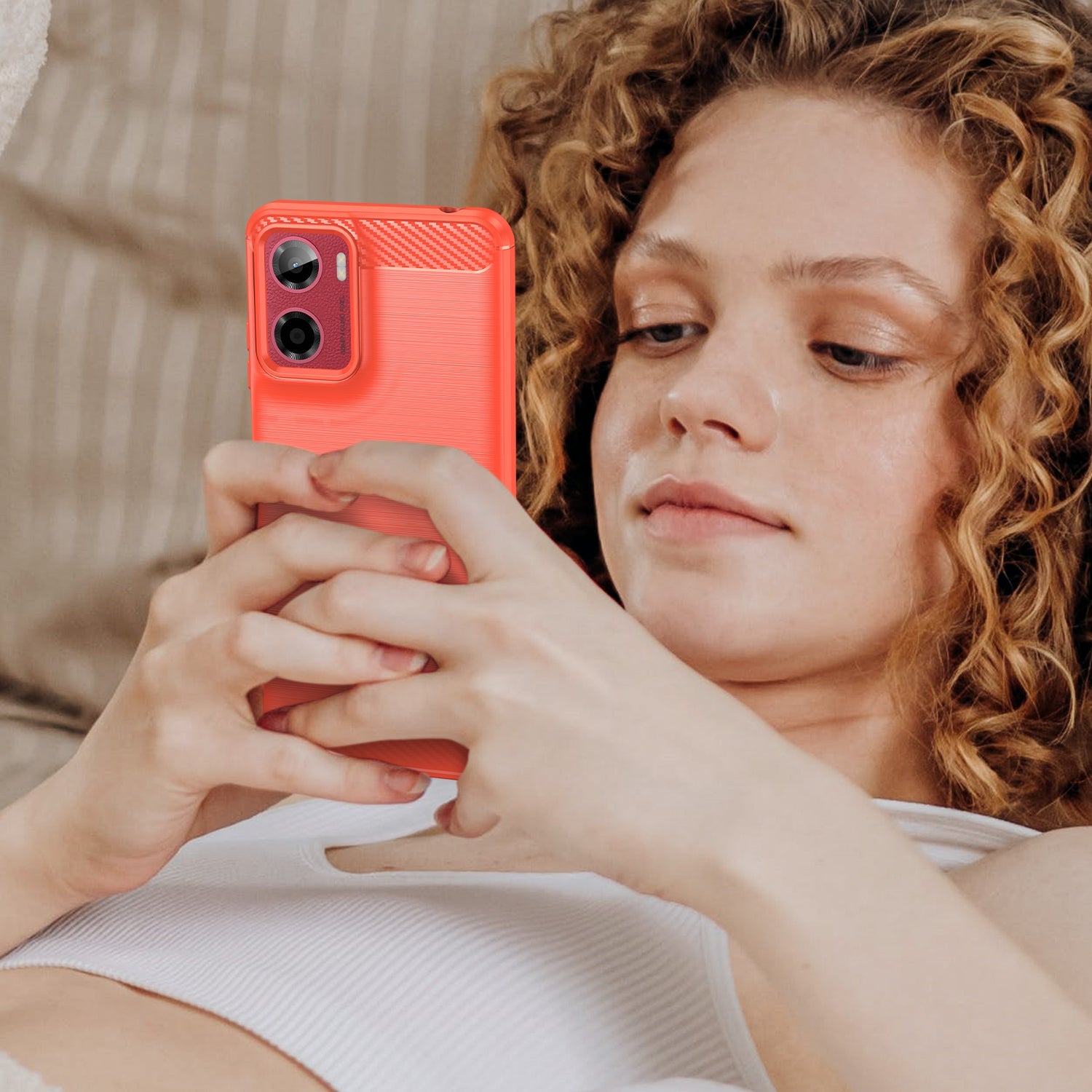 Moto G05 Carbon Fibre Case [Red]