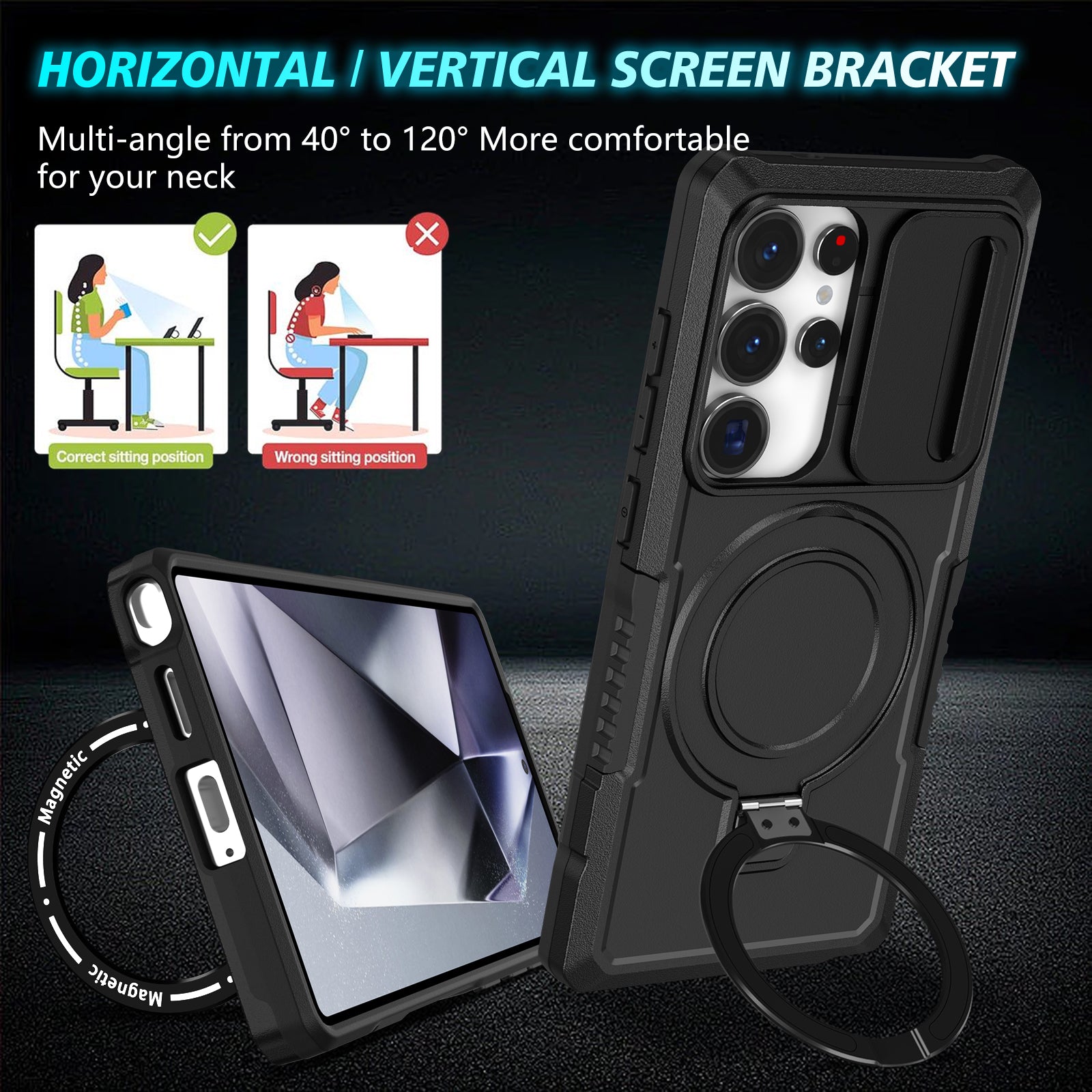Galaxy S25 Ultra Magsafe Sliding Cover Case [Black]