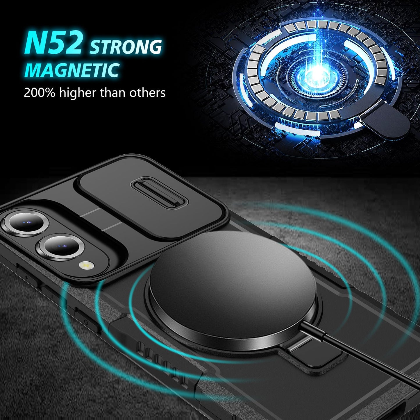 Samsung Galaxy S25 Edge Magsafe Sliding Cover Case [Black]