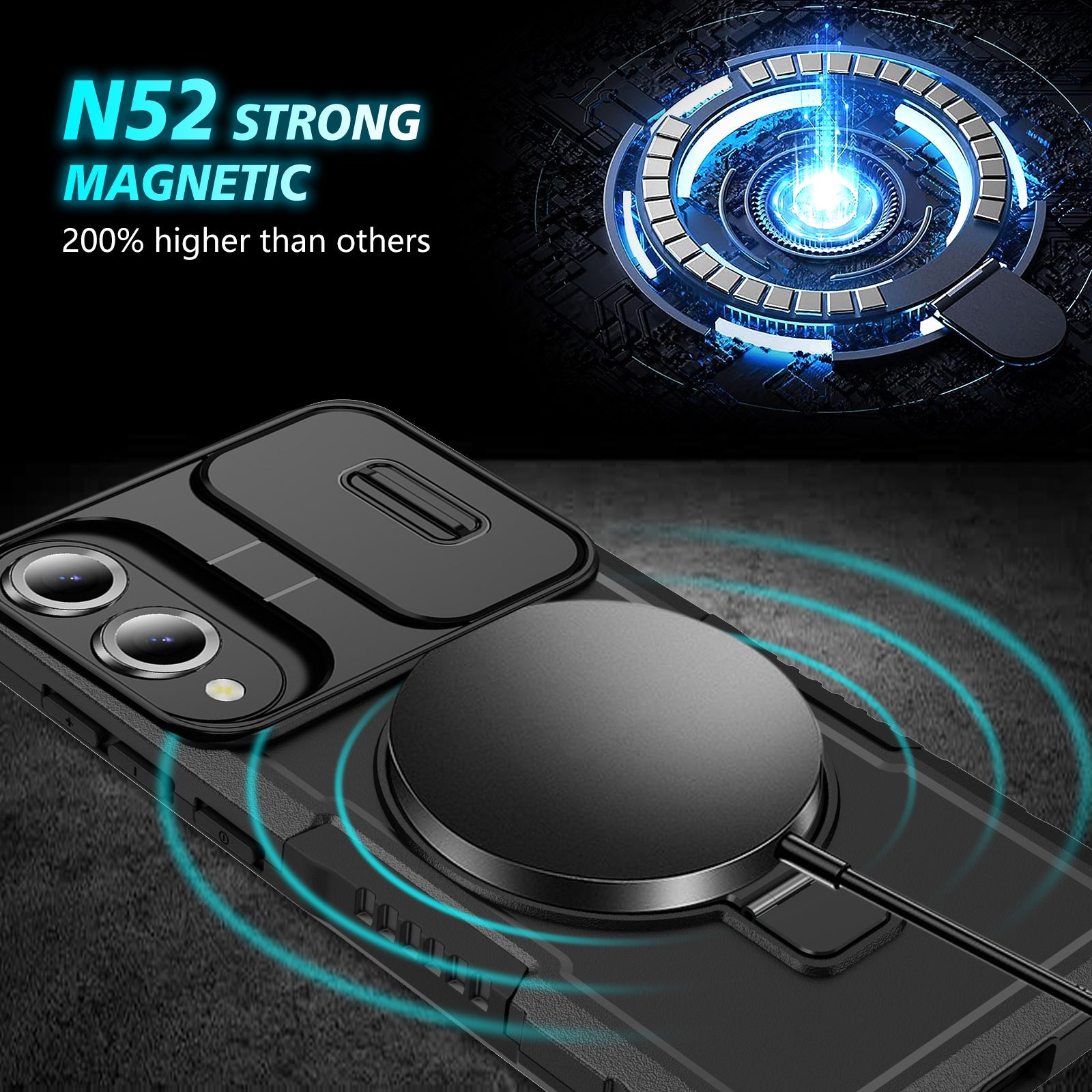 Samsung Galaxy S25 Edge Magsafe Sliding Cover Case [Black]