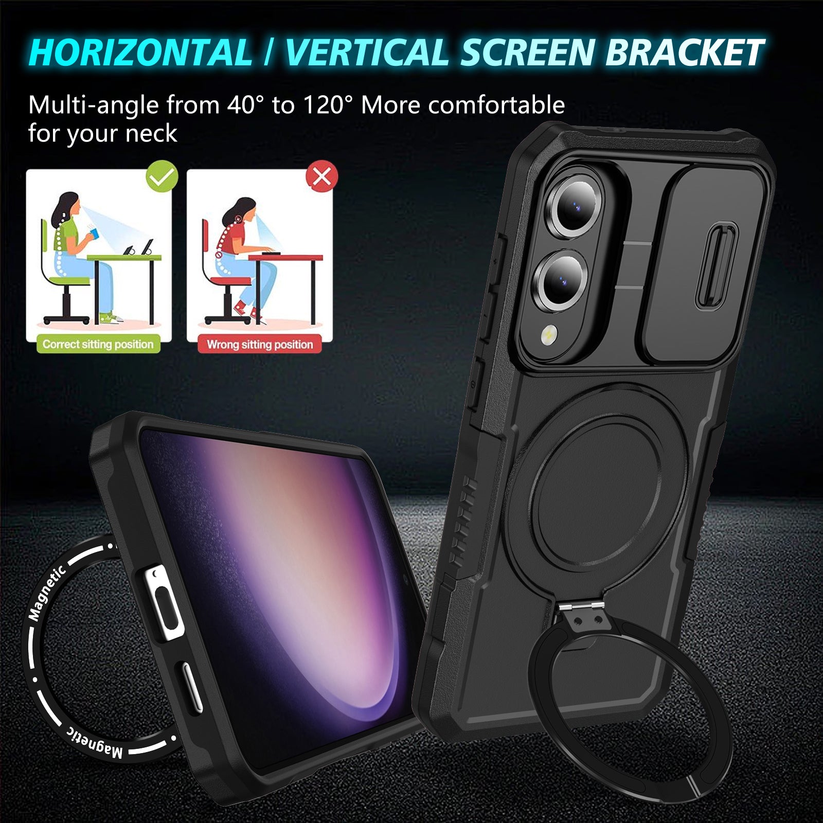 Samsung Galaxy S25 Edge Magsafe Sliding Cover Case [Black]