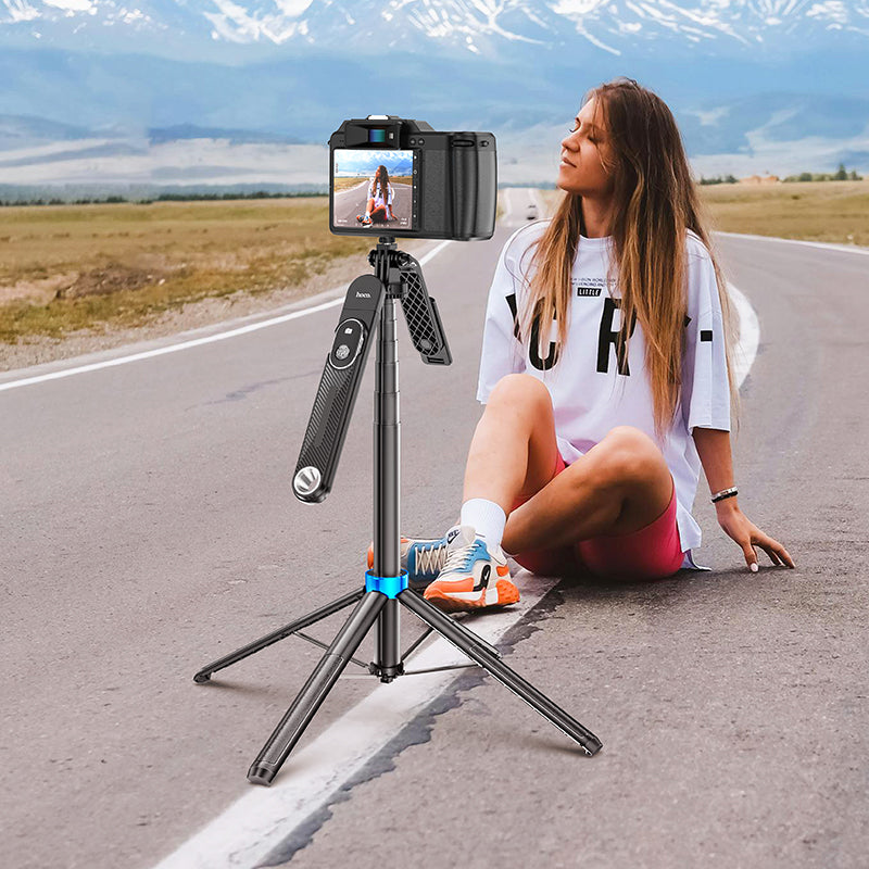 Hoco Premium Bluetooth Selfie Stick w/ 1.75m Quadpod, Camera Mount, Stabilizer (K22)