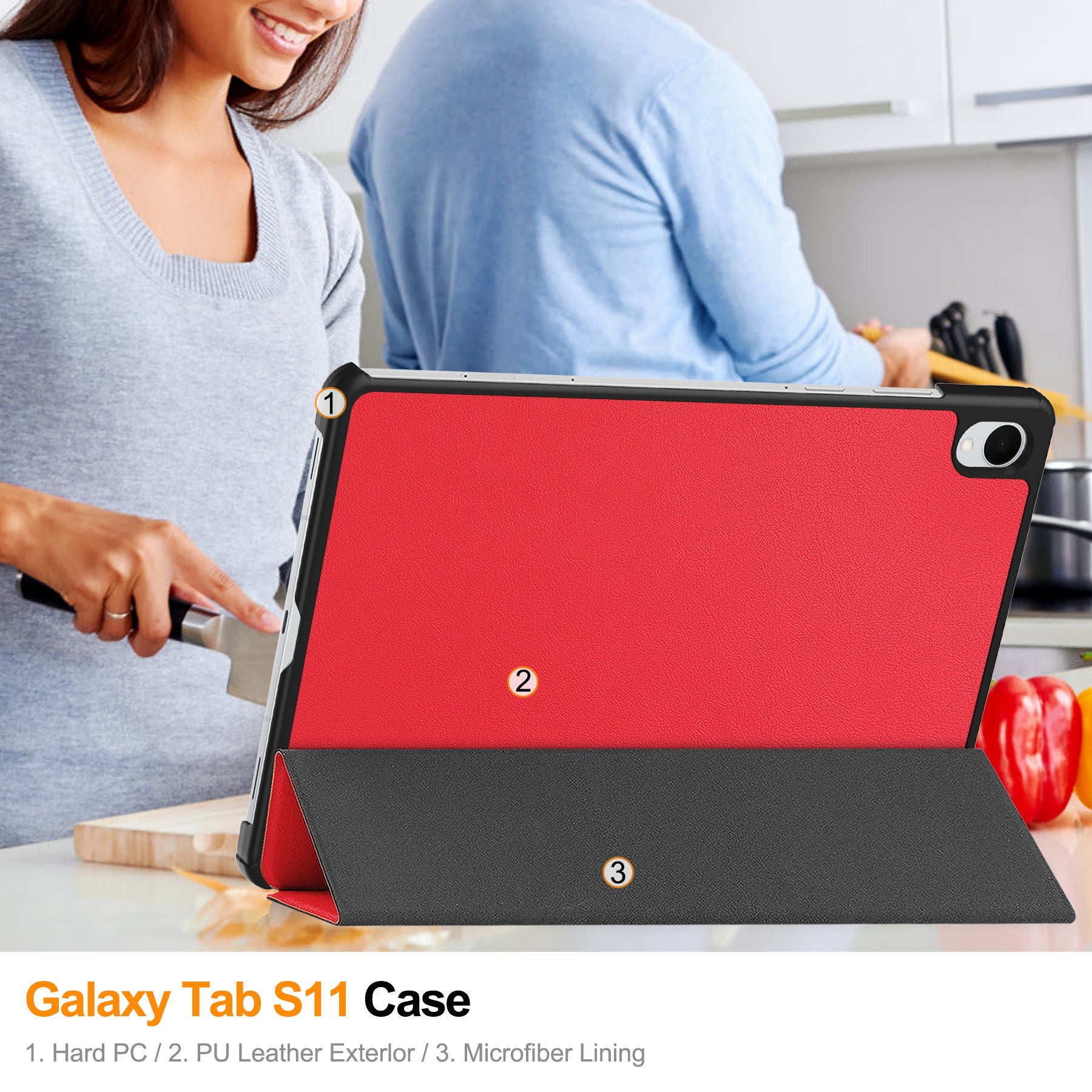 Galaxy Tab S11 Tri-fold Pu Case [Red]