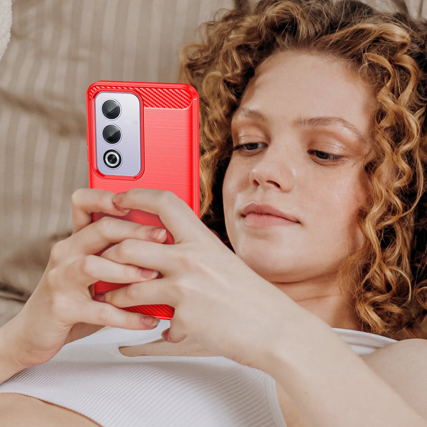 Oppo A80 5G Carbon Fibre Case [Red]