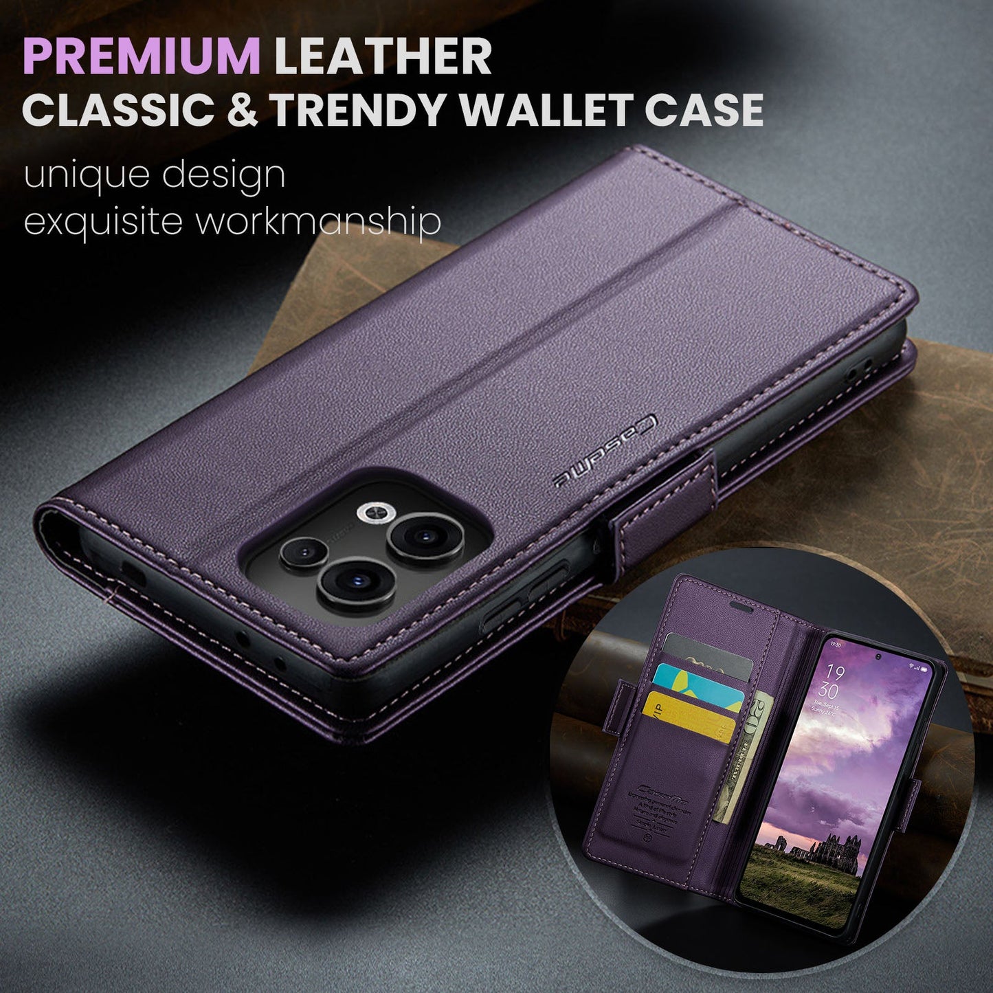 Oppo Reno 13 5G Pu Wallet Case [Purple]
