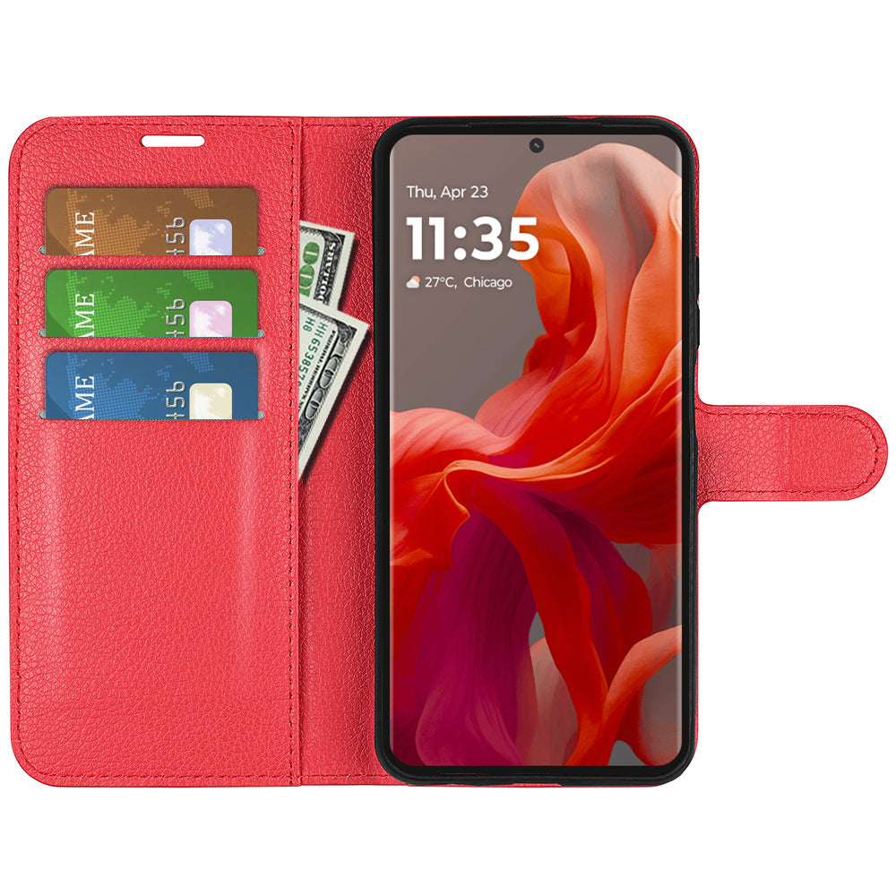 Moto G85 Pu Wallet Case [Red]