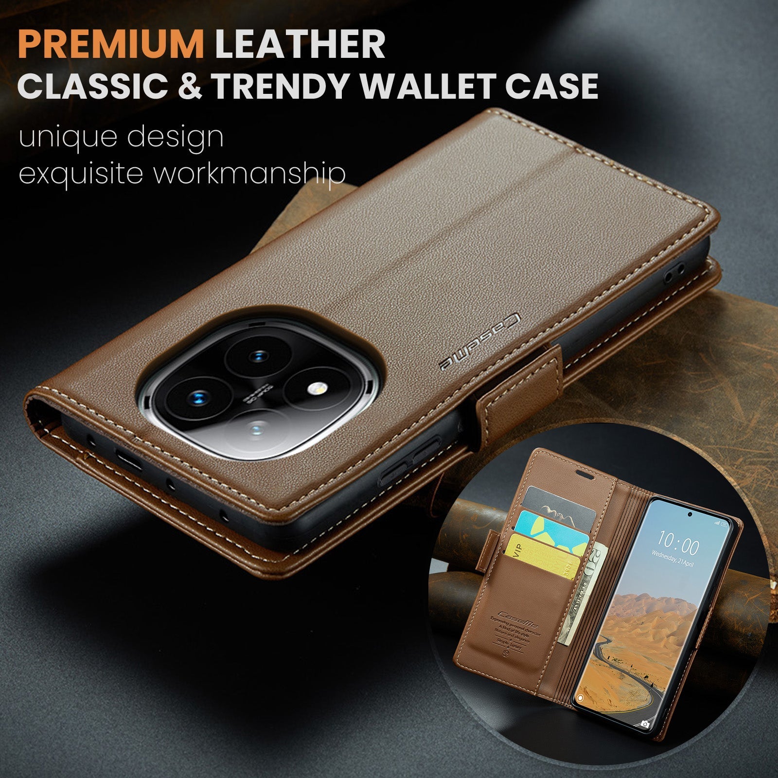 Xiaomi Redmi Note 14 Pro Plus 5G Pu Wallet Case [Brown]