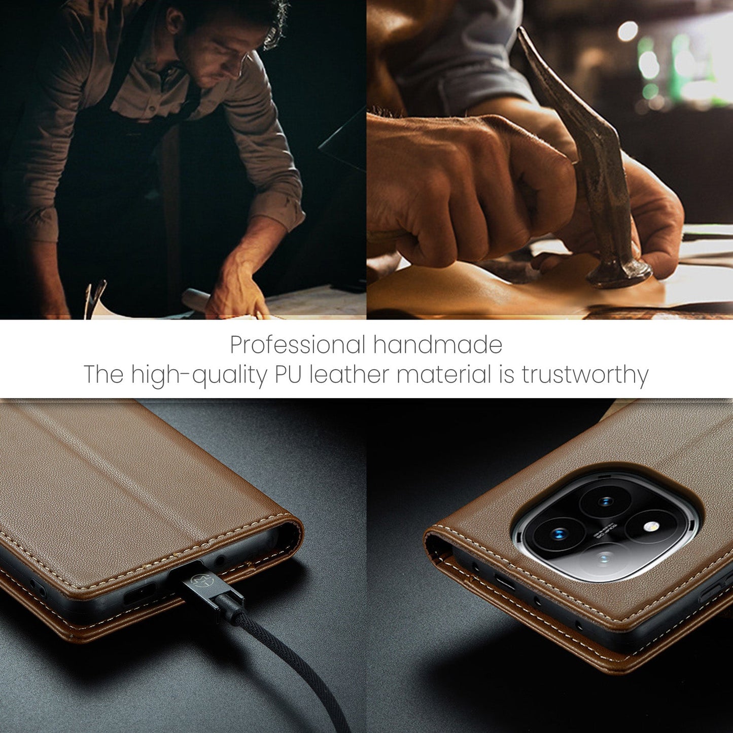 Xiaomi Redmi Note 14 Pro Plus 5G Pu Wallet Case [Brown]