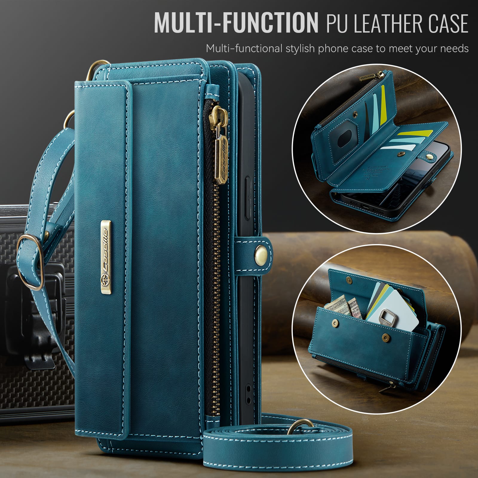 Iphone 15 Pro Crossbody Wallet [Teal]