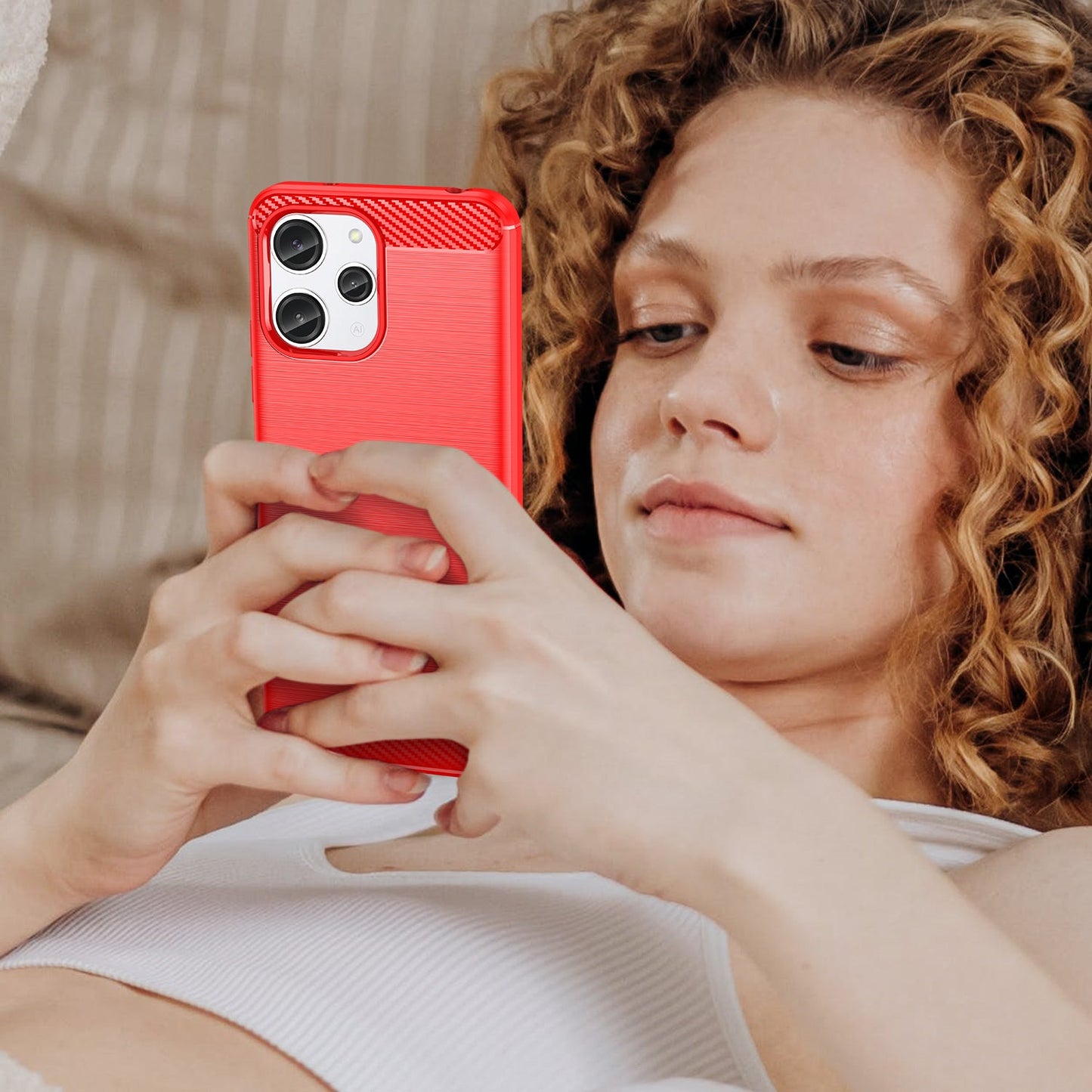 Xiaomi Redmi 12 5G Carbon Fibre Case [Red]