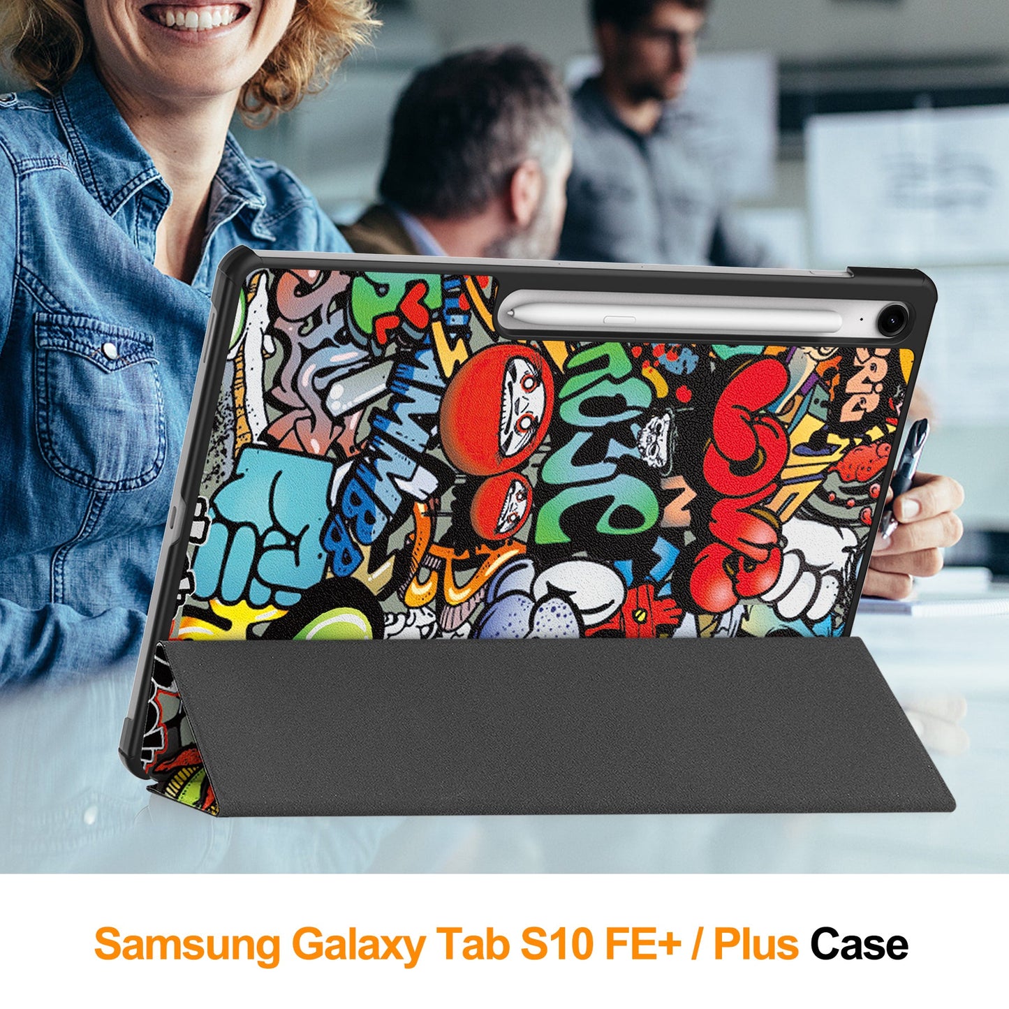Galaxy Tab S10fe Plus X620 Designer Tri-fold Case [Graffiti]
