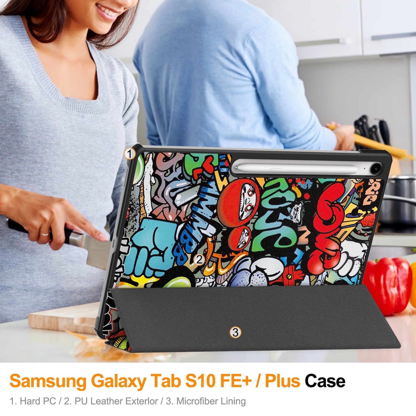 Galaxy Tab S10fe Plus X620 Designer Tri-fold Case [Graffiti]