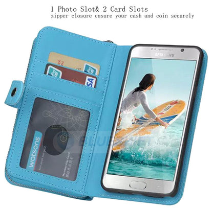 Samsung Galaxy S6 Zipper Wallet Case LightBlue