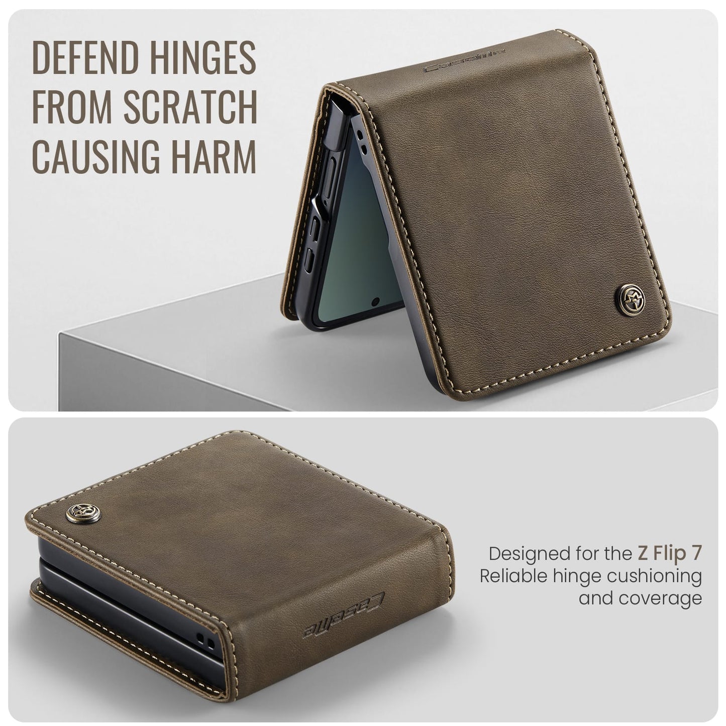 Galaxy Z Flip 7 Pu Leather Case [Brown]