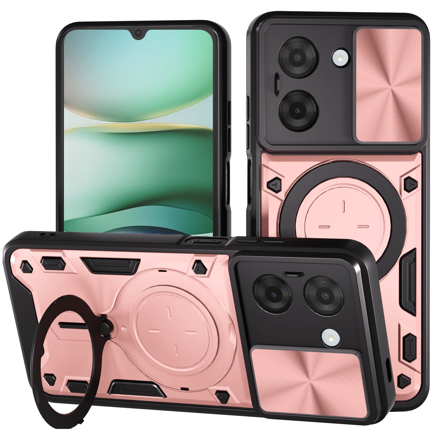 Xiaomi Redmi A5 Ring Kickstand Case [Rose Gold]