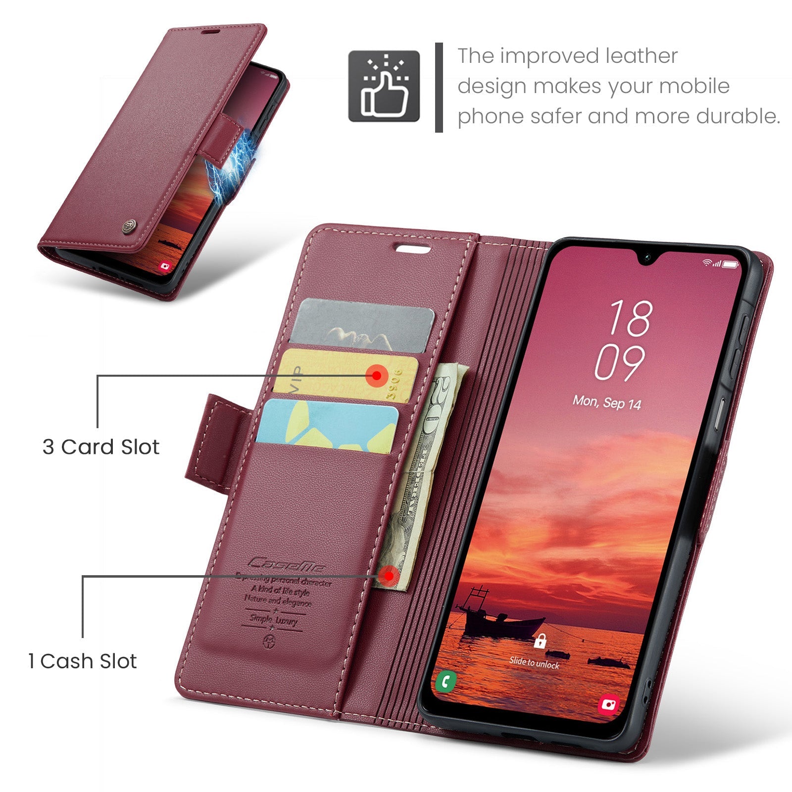 Galaxy A26 5G Pu Wallet Case [Maroon]