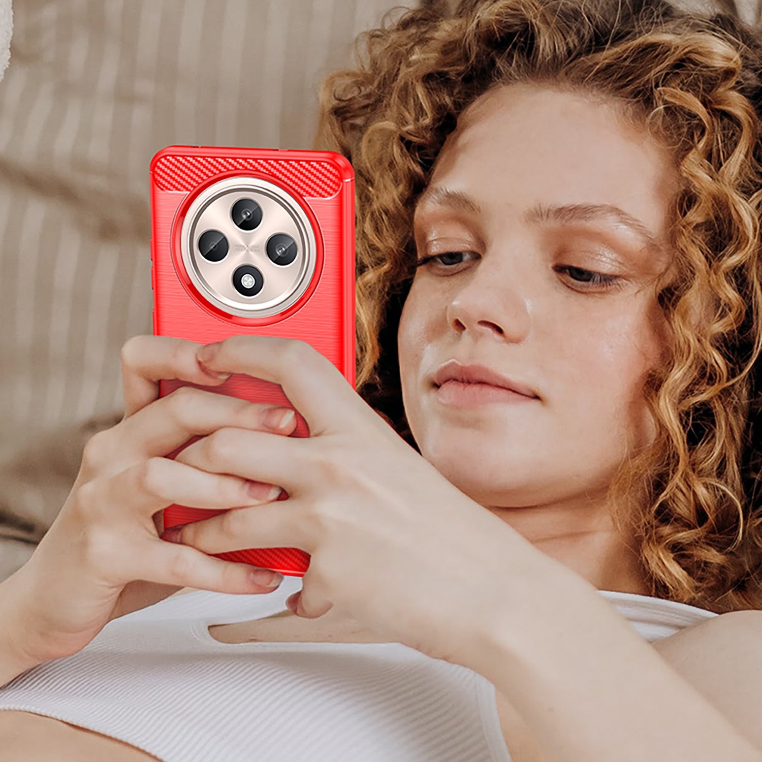 Oppo Reno 12F 5G Carbon Fibre Case [Red]