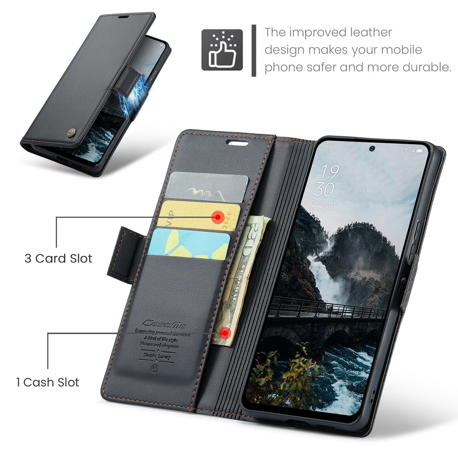 Oppo Reno 13 Pro 5G Pu Wallet Case [Black]