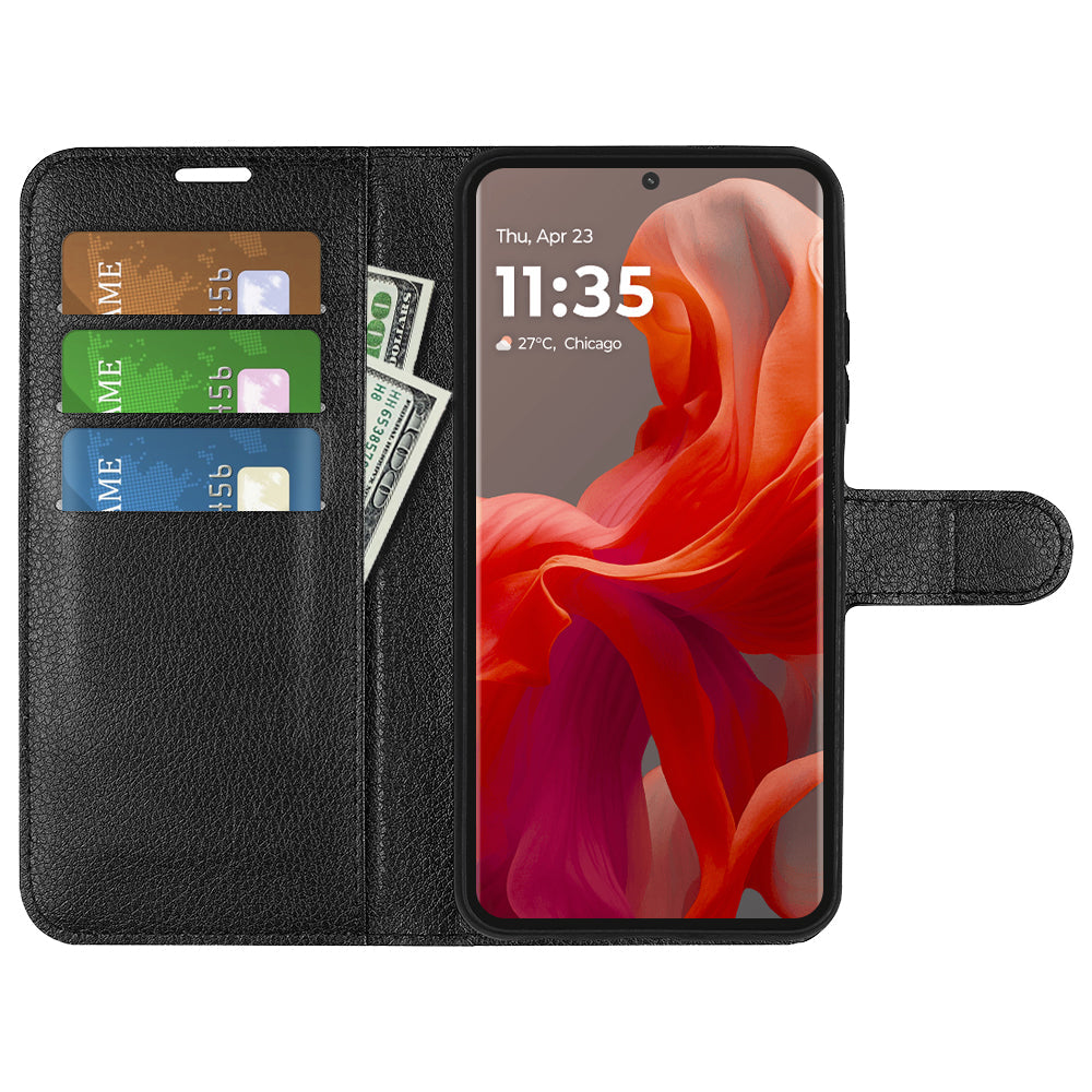 Moto G85 Pu Wallet Case [Black]