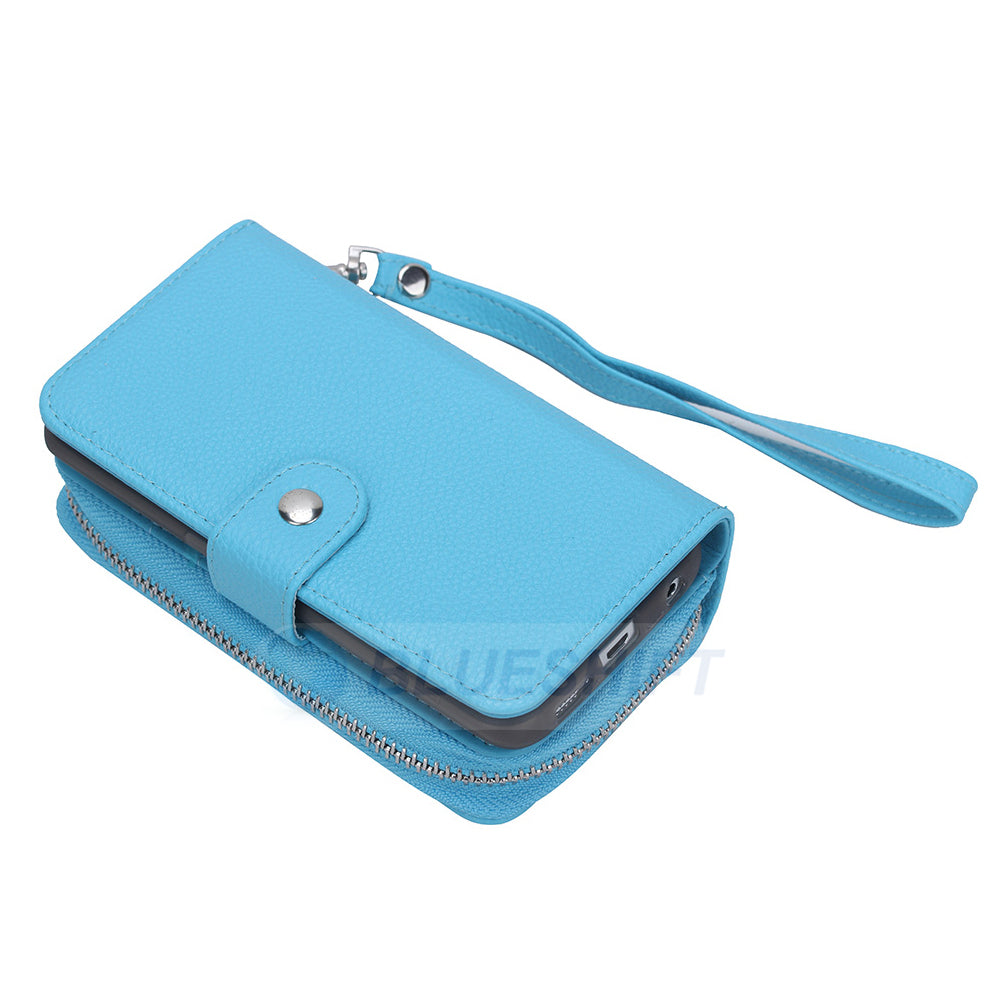 Samsung Galaxy S6 Edge Plus Zipper Wallet Case LightBlue