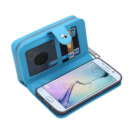Samsung Galaxy S6 Edge Plus Zipper Wallet Case LightBlue