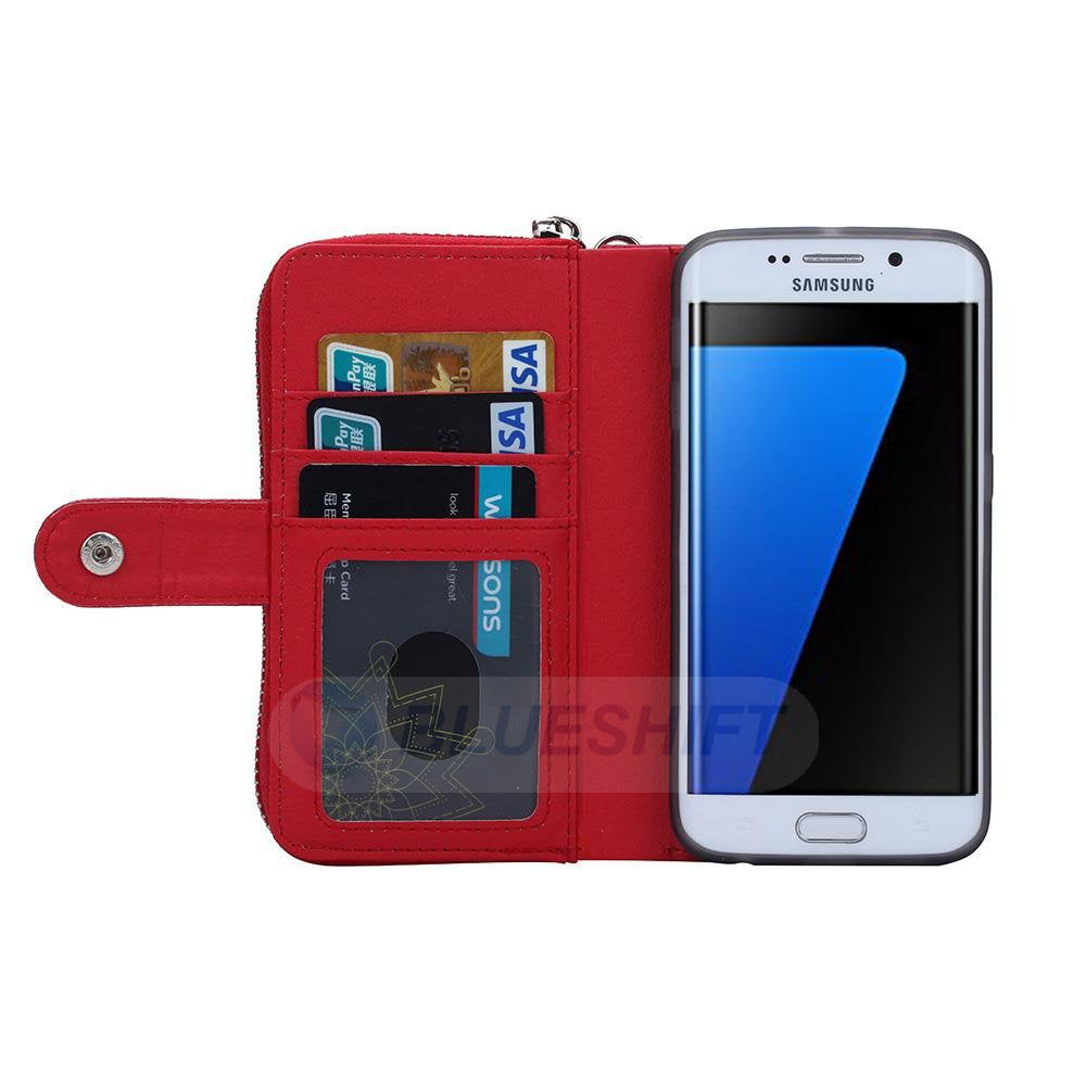 Samsung Galaxy S7 Edge Zipper Wallet Case Red
