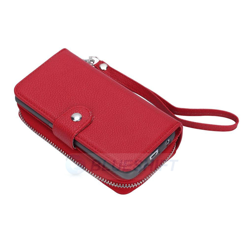 Samsung Galaxy S7 Edge Zipper Wallet Case Red