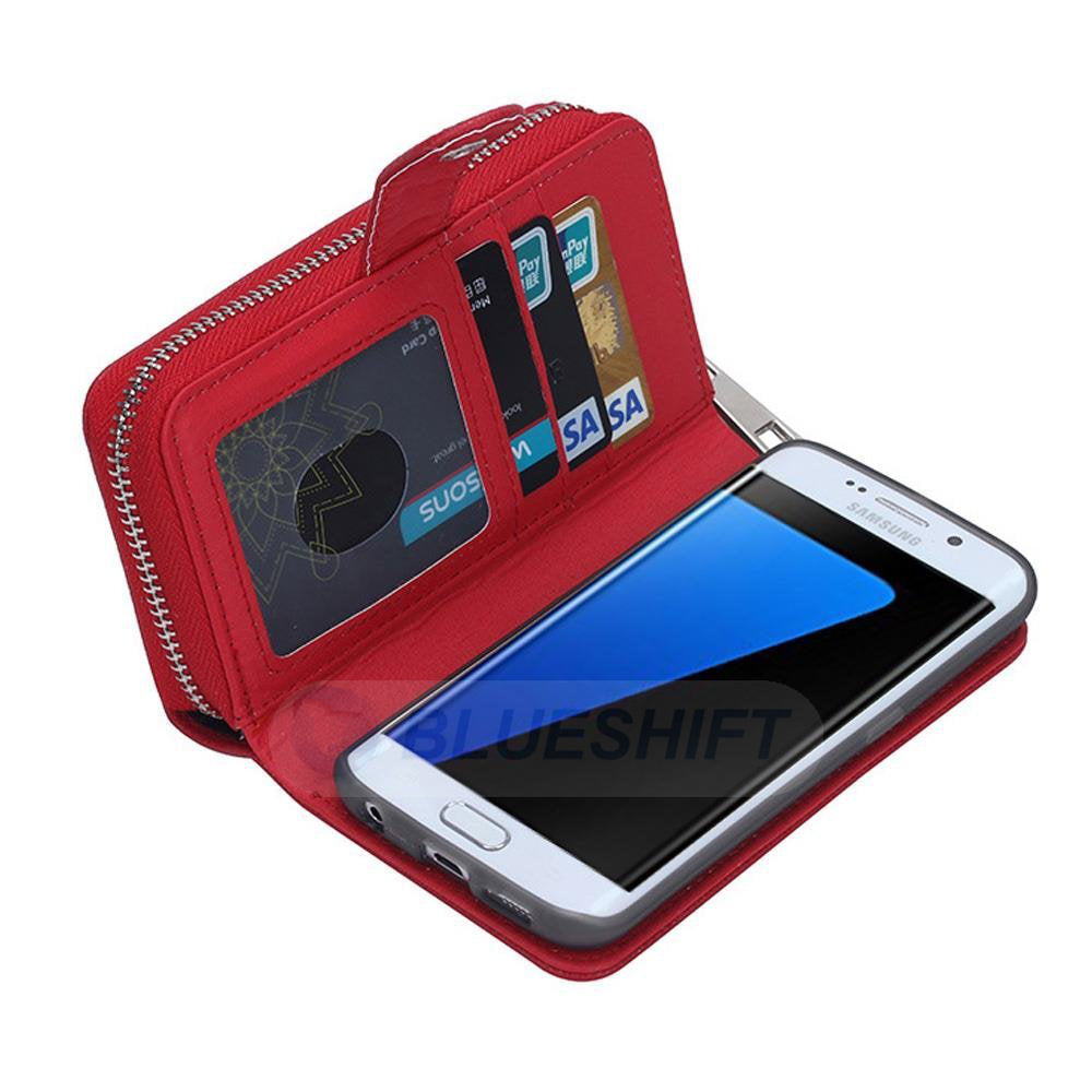Samsung Galaxy S7 Edge Zipper Wallet Case Red