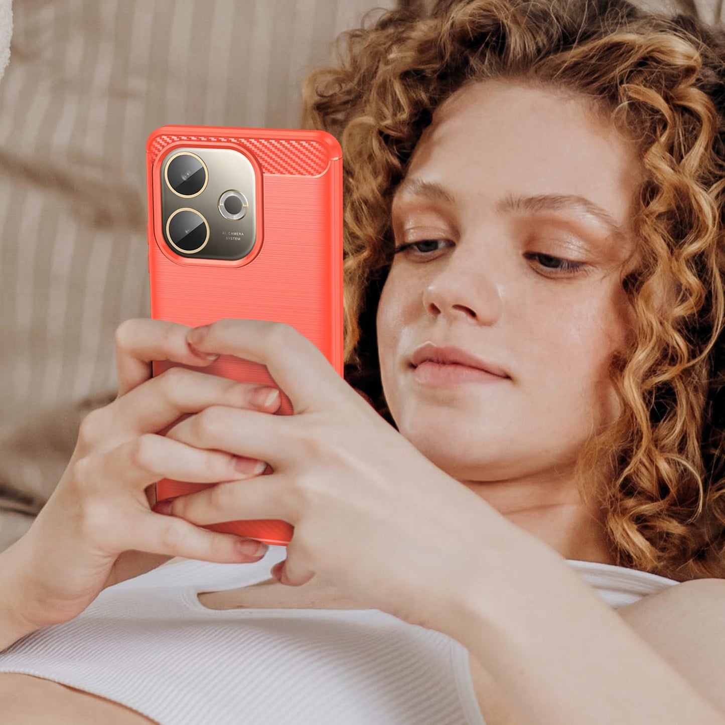 Oppo A5 Pro 5G Carbon Fibre Case [Red]