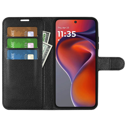 Moto G15 Pu Wallet Case [Black]