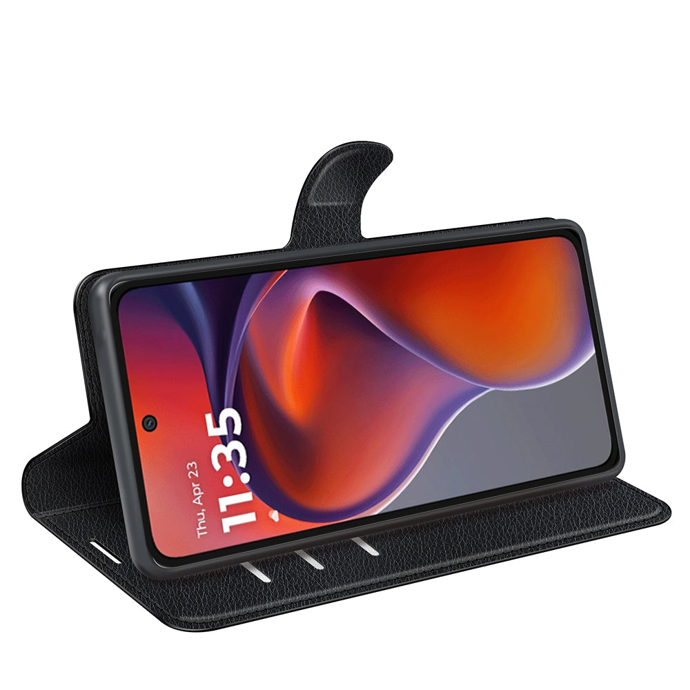 Moto G15 Pu Wallet Case [Black]
