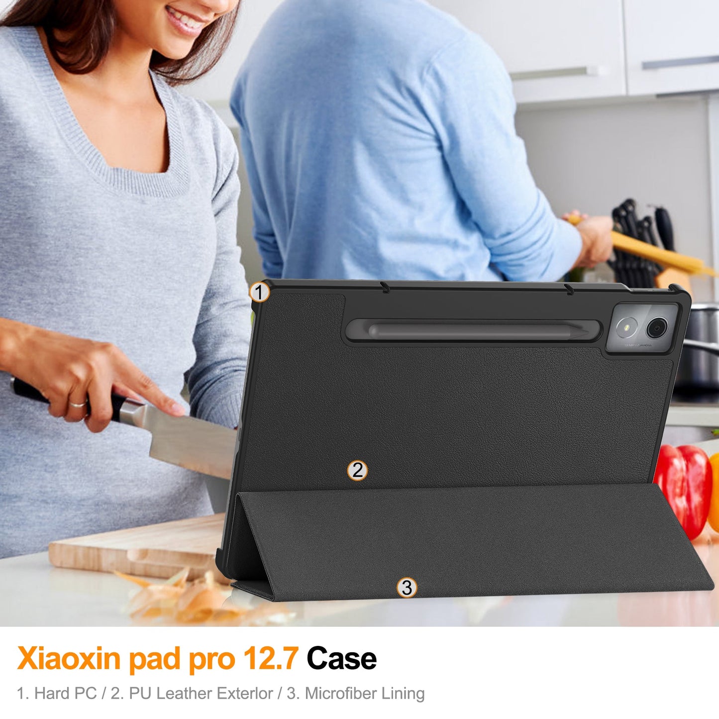 Lenovo Idea Tab Pro 12.7" Tb373 Tri-fold Pu Case [Black]