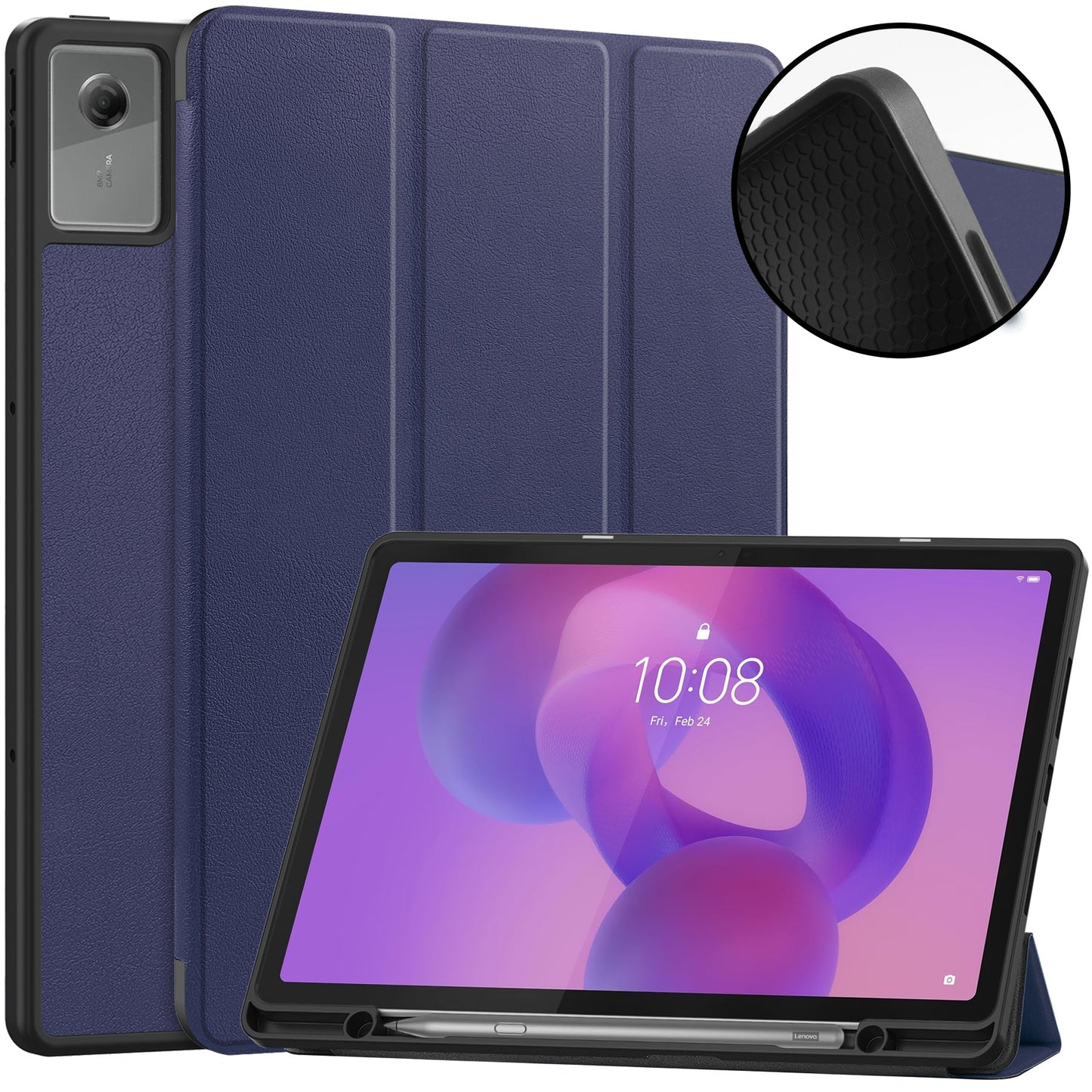 Lenovo Idea Tab Plus 12.1 2025 Tri-fold Pen Holder Case [Navy]