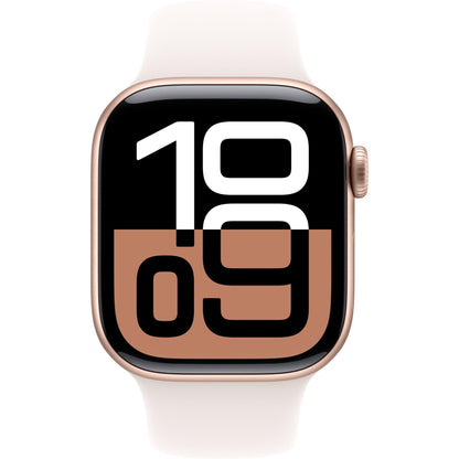 Apple Watch Series 10 GPS, 42mm Aluminum Case [ Light Blush Sport Band S/M MWWH3 - Rose Gold ]