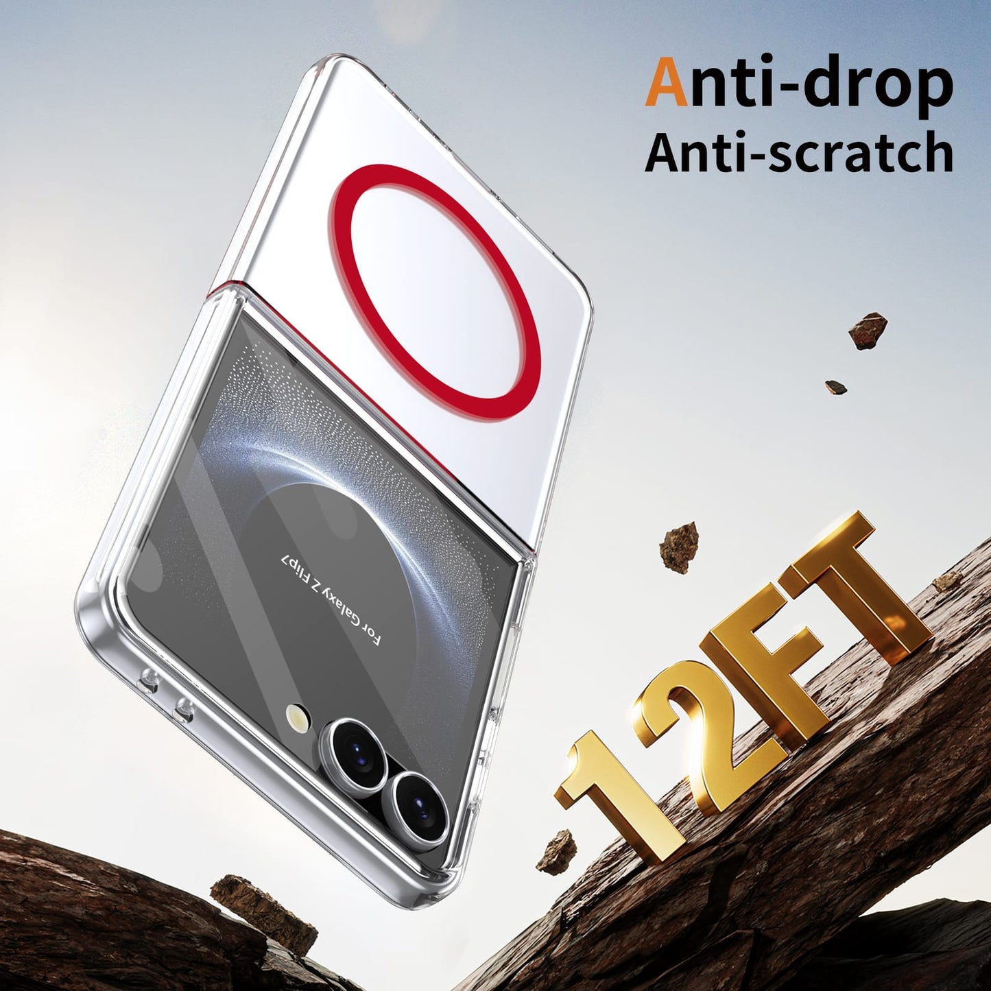 Galaxy Z Flip 7 Clear Magsafe Case [Red]