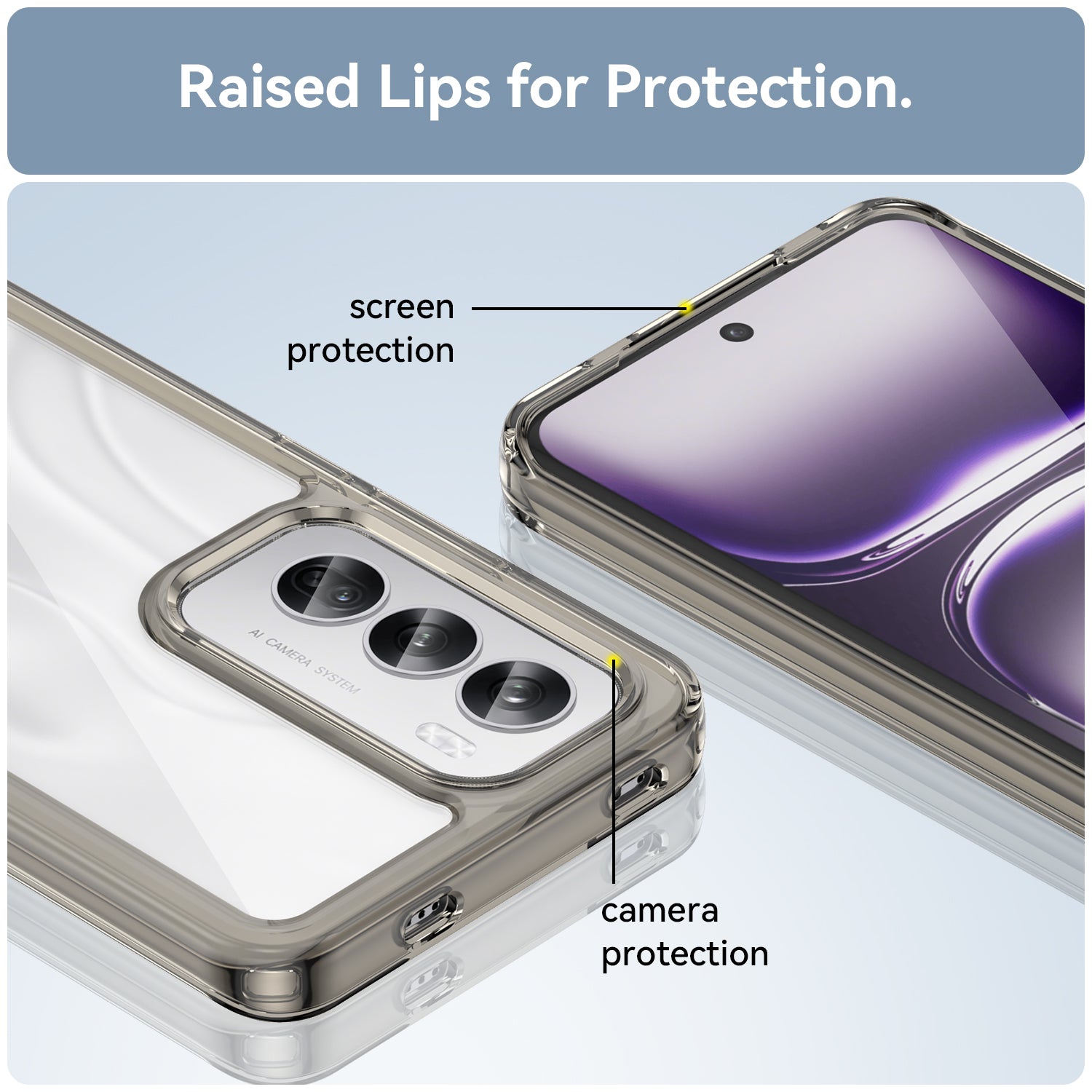 Oppo Reno 12 Soft Gel Bumper Case [Clear Grey]