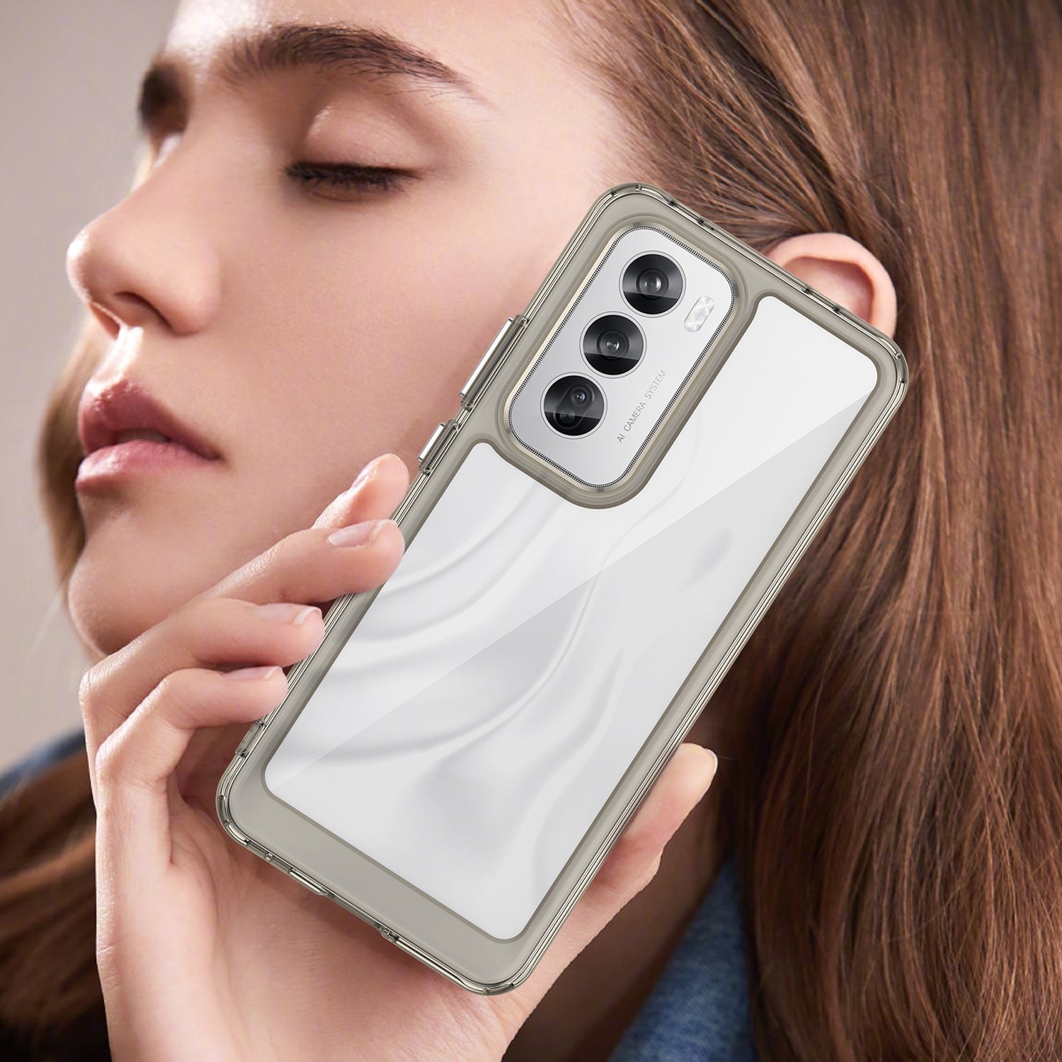 Oppo Reno 12 Soft Gel Bumper Case [Clear Grey]