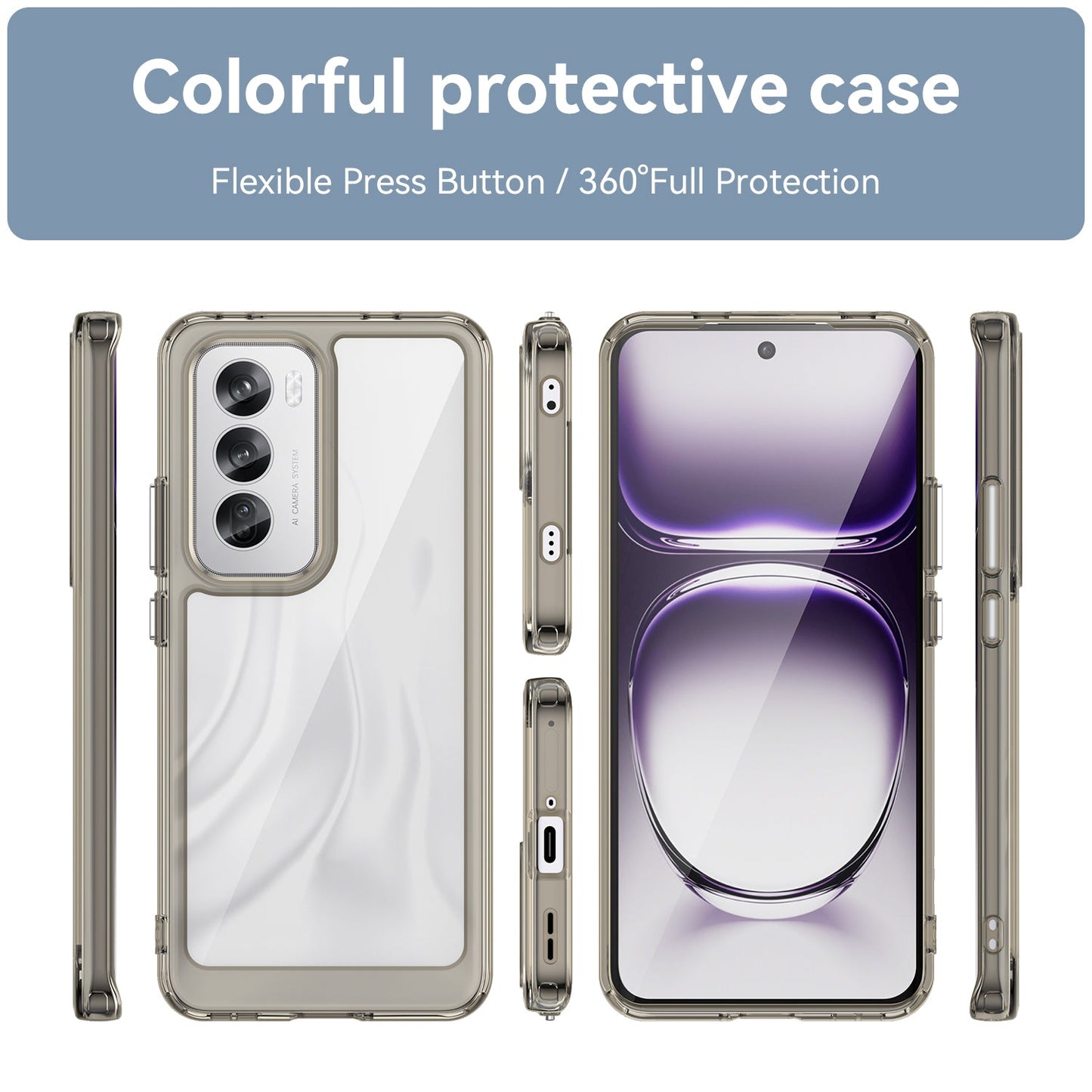 Oppo Reno 12 Soft Gel Bumper Case [Clear Grey]