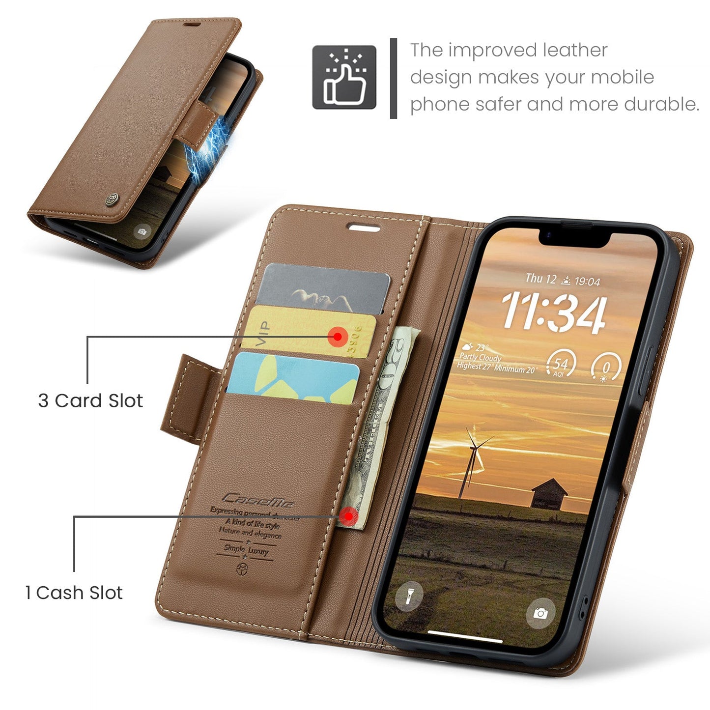 Apple iPhone 16E Pu Wallet Case [Brown]