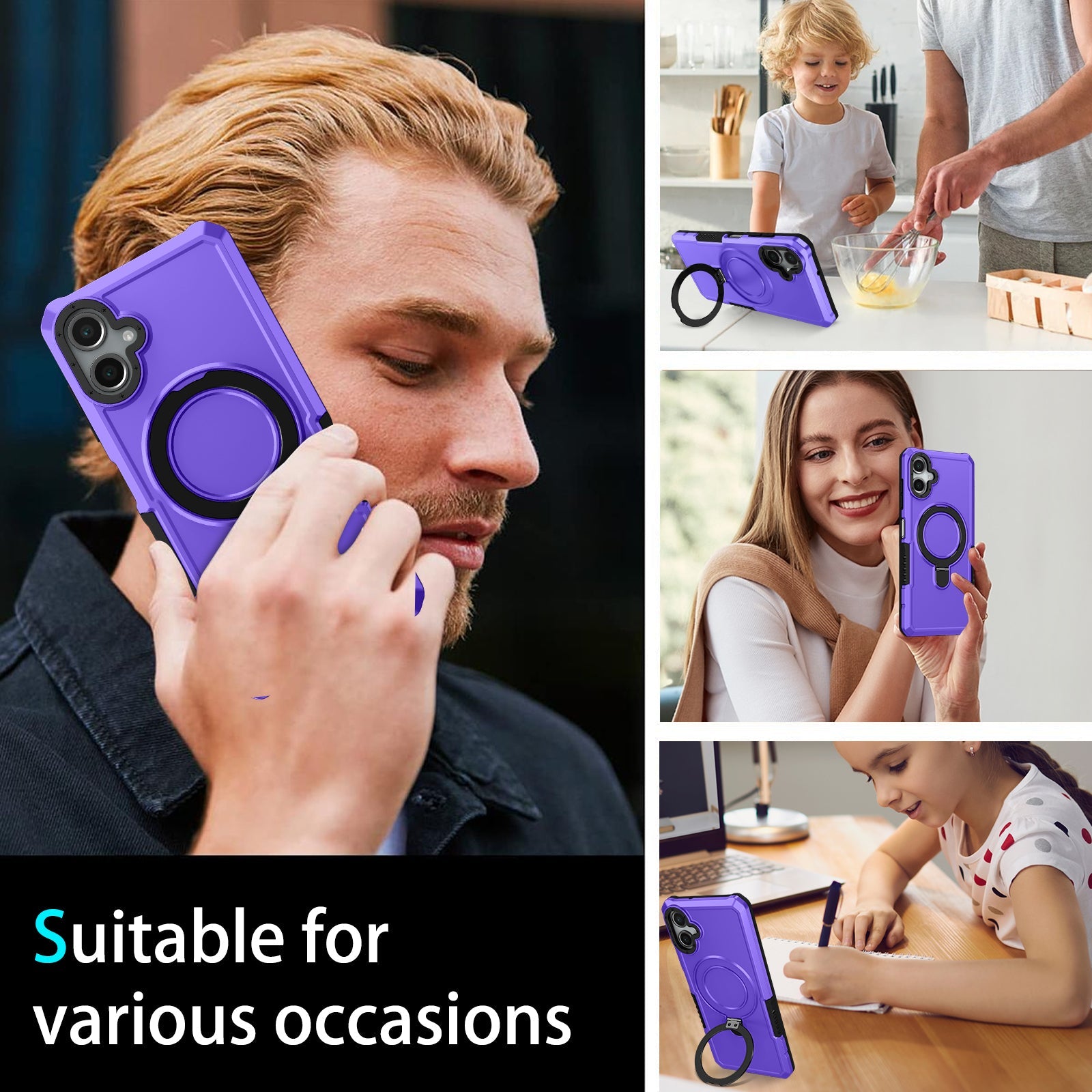 Galaxy A06 4G Kickstand Heavy Duty Case [Purple]