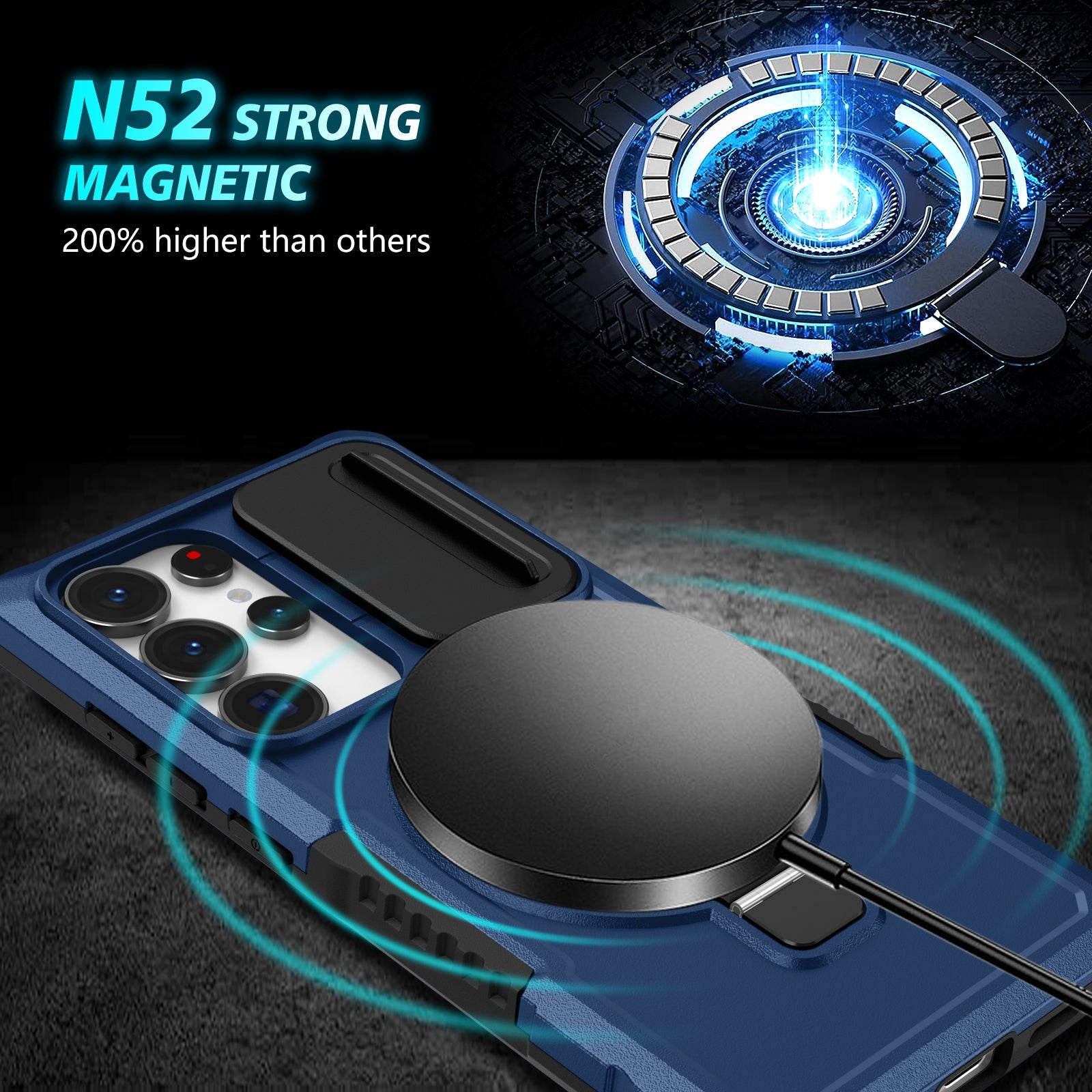Galaxy S25 Ultra Magsafe Sliding Cover Case [Navy]