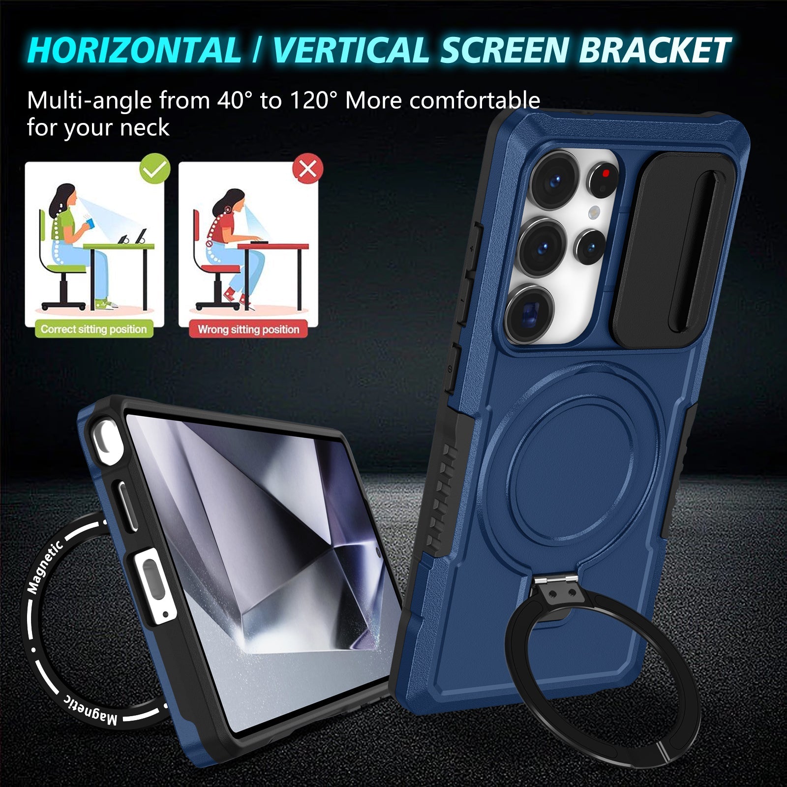Galaxy S25 Ultra Magsafe Sliding Cover Case [Navy]