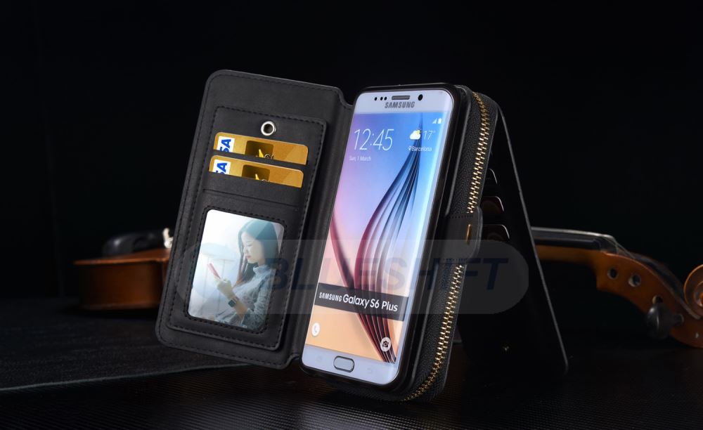Samsung Galaxy S6 Edge Plus Deluxe Zipper Case Black