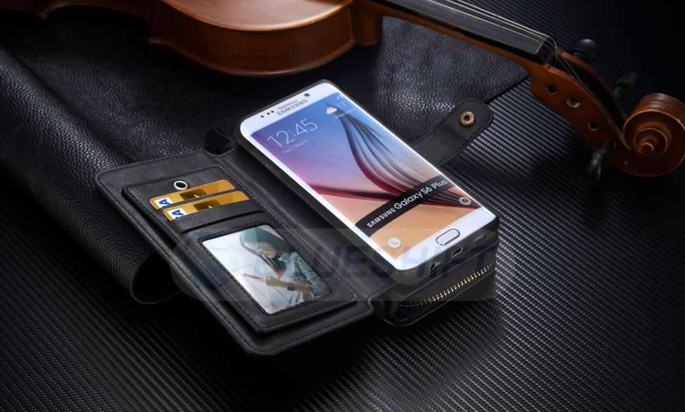 Samsung Galaxy S6 Edge Plus Deluxe Zipper Case Black