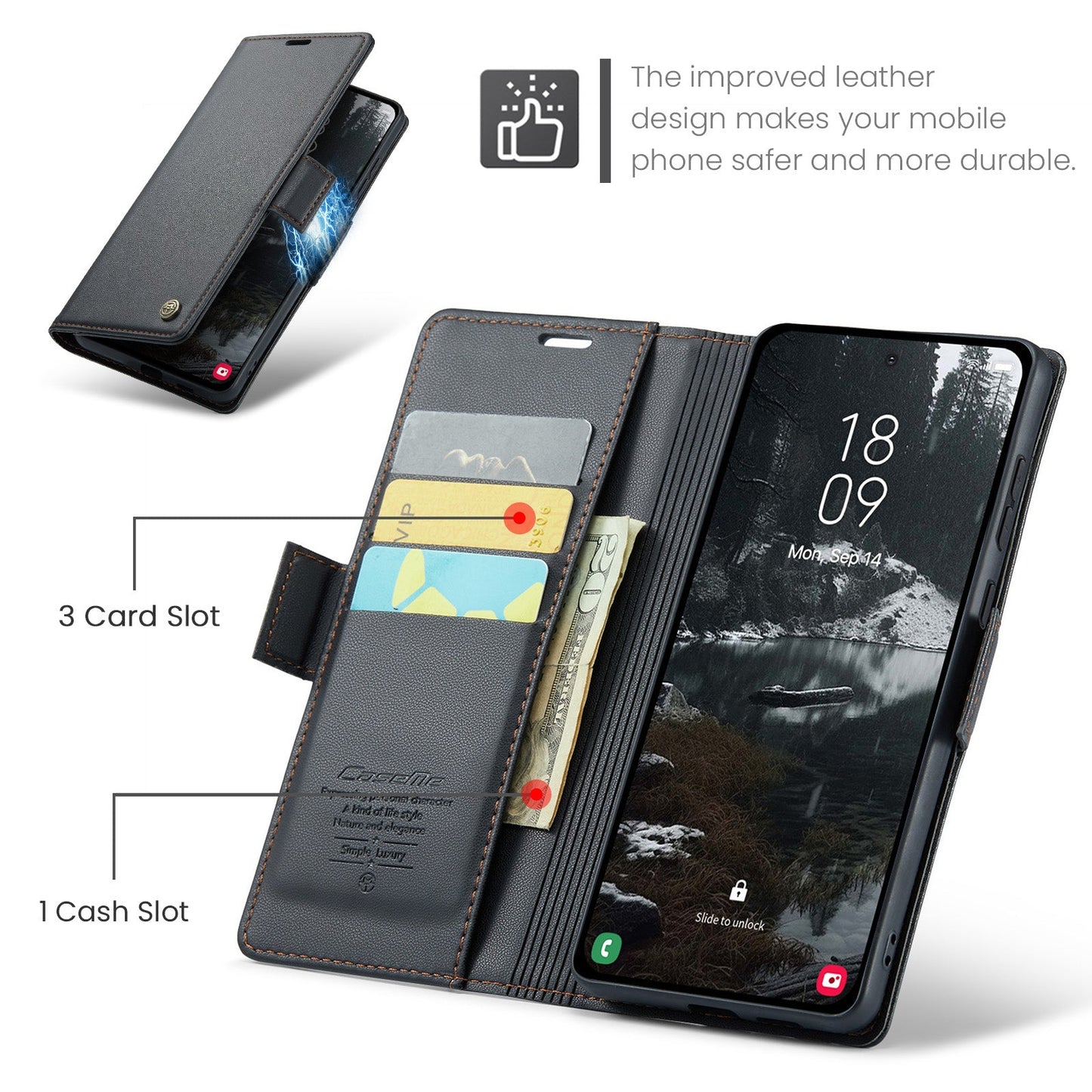 Galaxy S25 Edge Pu Wallet Case [Black]